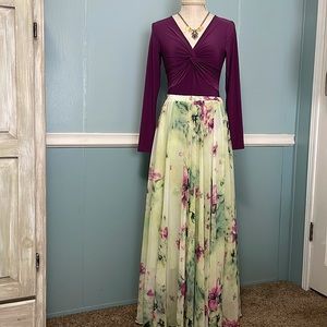 Size XS-S two piece leotard & floral maxi skirt